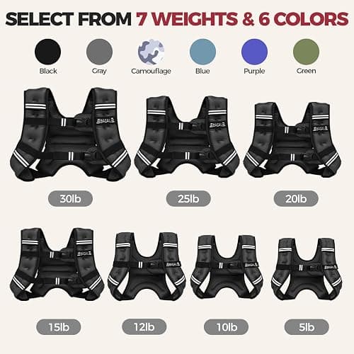 BAGAIL Weighted Vest, 5lbs/8lbs/10lbs/12lbs/15lbs/20lbs/25lbs/30lbs Weight Vest with Detachable Phone Pouch, Rucking Vest for Women, Men, Walking, Weight Loss, Training, Running - 12 lb - Black thumbnail 8