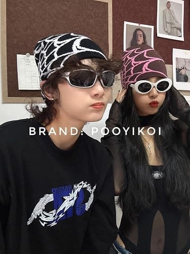 Pooyikoi Y2K Gothic Spider Pattern Wool Acrylic Knitted Hat Women Beanie Winter Warm Beanies Men Casual Skullies Outdoor thumbnail 5