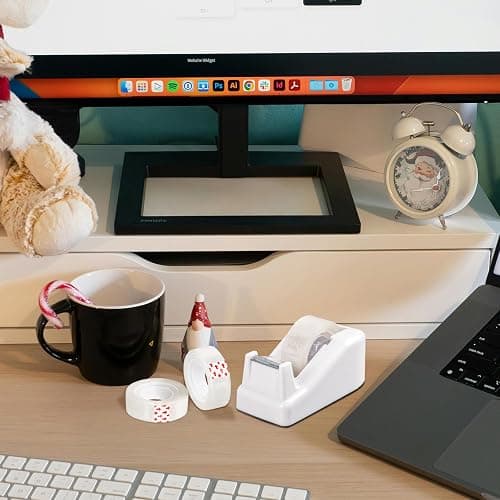 Desktop Tape Dispenser White with Weighted Nonskid Base - Includes 6 Rolls of Transparent Tape (0.71 Inch x 1000 inches Each) thumbnail 6