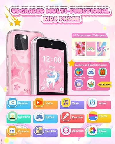 Kids Smart Phone for Girls, 3.5'' Touchscreen Kid Phones Toys for Girls 3 4 5 6 7 8 Years Old, Christmas Birthday Gift for Ages 3-8, Toddler Phone with Dual Camera, Music Player, Game, Habit Tracker thumbnail 2
