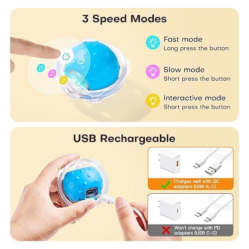 Potaroma Interactive Cat Toys, Fast Moving Ball in Play Mat, Automatic Motion Activated Ball Hide and Seek for Indoor Exercise Kicker, Animal Squeaky, 28 Inch Mat thumbnail 5