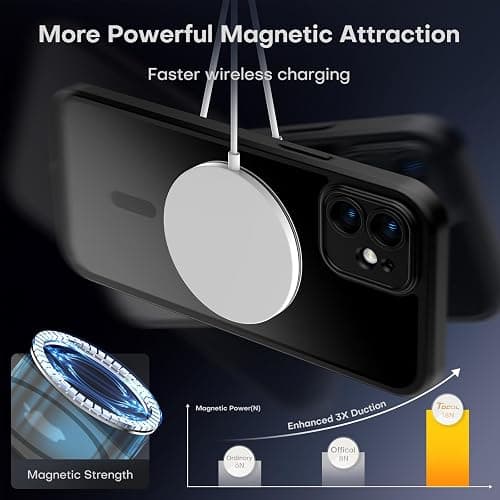 TOCOL Magnetic for iPhone 12 Case, Upgraded Full Camera Protection, Fit for MagSafe, Rugged Phone Case for iPhone 12 6.1 Inch, Drop Protection, Anti-Scratch, Black thumbnail 6