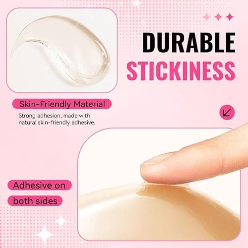 Dandelion Pact Double Sided Sticky Bra Inserts, Invisible Push Up Sticky Bra Pads for Large Breasts, Stick on Bra for Bikini Swimsuits (Large, Beige) thumbnail 4