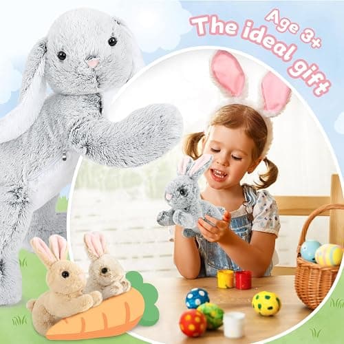 MaoGoLan 4Pcs Easter Bunny Stuffed Animals with 3 Babies Inside, 24" Soft and Cuddly Giant Rabbit Plush, Easter Stuffed Bunny Gift for Kids,Boys,Girls thumbnail 7