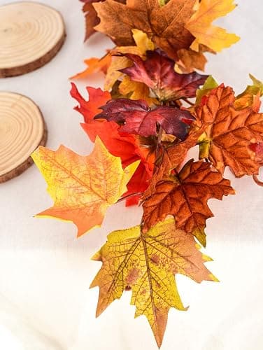 Artiflr 2 Pack Fall Maple Leaf Clearance, 5.9Ft/Piece Hanging Vine Garland Artificial Autumn Foliage Thanksgiving Decor for Home Wedding Fireplace Party Christmas thumbnail 7