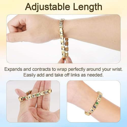 Italian Charm Bracelet, Gold Nomination Bracelet with Opening Tool and 10 Pack Detachable Charms Stainless Steel Italian Charm Bracelet Fits All Classic Links Bracelet for Women Jewelry Gifts thumbnail 3
