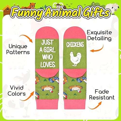 Zmart Cute Animal Socks for Girls - Chicken Horse Goat Socks, Dog Cow Gifts for Kids thumbnail 3