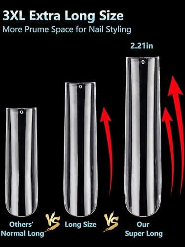 3XL Tapered Square Nagelspitzen 240 Stück Vollabdeckung Klar | Extra lange Nagelspitzen mit gerader Form - geeignet für professionelle Nagelmodellage thumbnail 2