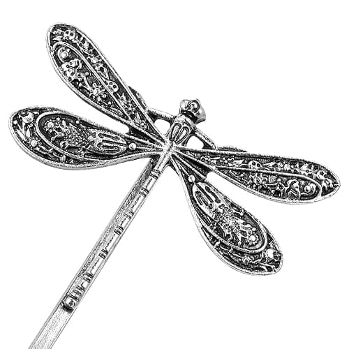 LALAFINA 4Pcs Vintage Dragonfly Hair Clips Dragonfly Bobby Pins Side Clip Wedding Hair Clips Vintage Bobby Pins for Women Wedding, Ancient Silver thumbnail 8