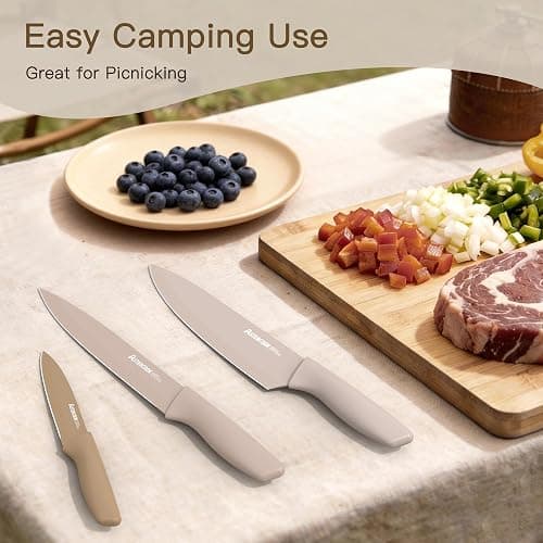 Astercook Knife Set, 13 Pieces Kitchen Knives Set with Healthy Anti-Rust Coating, Dishwasher Safe, Stainless Steel Chef Knife Sets with 6 Blade Guards, Perfect Holiday Gifts for Kitchen thumbnail 7