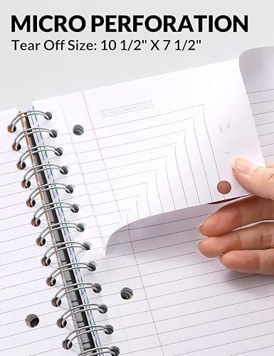 SUNEE Spiral Notebooks for Work with Removable Dividers & Tabs – College Ruled 5 Subject, 300 Pages, 3 Hole Punched, Durable PP Cover, 8"x10.5" – Notebooks for Office or School, Black thumbnail 7