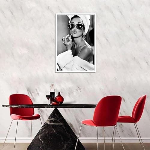 Audrey Hepburn Black & White Canvas Wall Art - Vintage Makeup Lipstick Print, Bathroom Decor, Retro Hollywood Artwork For Living Room & Bedroom Wall Decor 16x24in Unframed thumbnail 6
