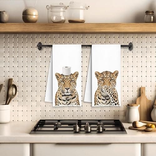 Trenstise Funny Leopard Bathroom Decor Hand Towels - Leopard Towels for Bathroom,Humorous Toilet Paper Cheetah Decorative Hand Towels for Bathroom Washroom Restroom, 16x24 Inch Set of 2 thumbnail 4