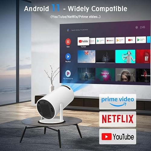 Mini Portable Projector, Support 4K 1080P with Dual-Band WIFI6 5G Wireless 5.0 Bluetooth Android 11,160 ANSI,180° Rotatable, Auto Keystone Correction, 35"-130" Screen Video Projector thumbnail 2