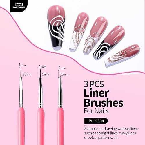 FANDAMEI Nail Art Tools, Nail Design Tools, Nail Art Brushes, Nail Brush Set With Nail Stand, Nail Holder For Painting Nails, 11PCS Nail Brushes For Nail Art, Nail Dotting Tool, Nail Art Palette, Pink thumbnail 4