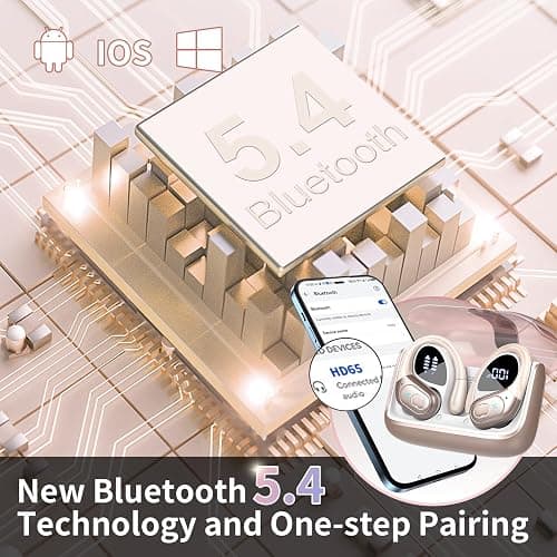 Aptkdoe Wireless Earbuds 75hrs Bluetooth 5.4 Headphone Sport, 2025 Bluetooth Earbuds Stereo Deep Bass Over Ear Bud with Earhooks, ENC Noise Cancelling Mic, IPX7 Waterproof Earphone Rose Gold - Rose Gold thumbnail 4