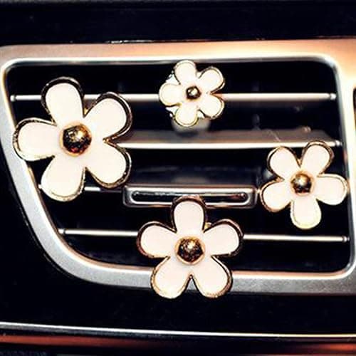 4 Pcs Metal Daisy Air Vent Clips Flower Car Air Freshener Clip Air Conditioning Outlet Clip Bling Charm Car Inter Decor Accessories for Girls Women thumbnail 5