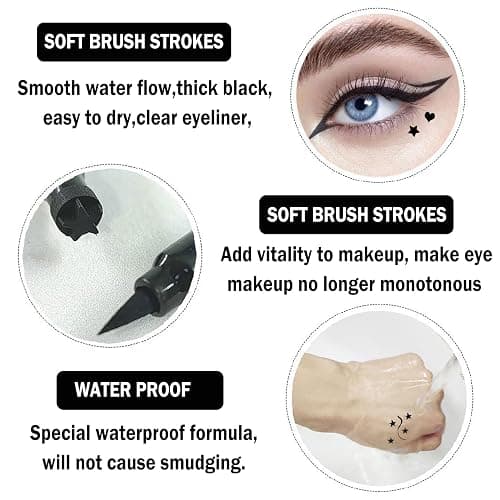 XINGXYUEL 5PCS Liquid Winged Eyeliner Stamp Pen Set - Double-headed Black Eye Liner Pencil - Long-lasting Waterproof Stamp Eyeliner Set for Eye Makeup - Star, Heart, Flower, Butterfly, Triangle thumbnail 4