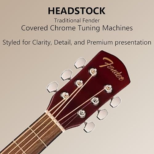 Fender Dreadnought Acoustic Guitar - Natural Bundle with Gig Bag, Tuner, Strings, Picks, Fender Play Online Lessons, and Austin Bazaar Instructional DVD thumbnail 8