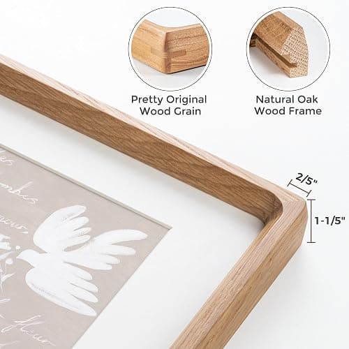 Heimlove 11x14 Picture Frames Natural Oak,Original Wood Hand Make Crafted Diploma Frame with Mat to 8x10 Graduation Picture Display,Family Picture,Wedding Picture,Photo,Certificate Wall Mounted thumbnail 6