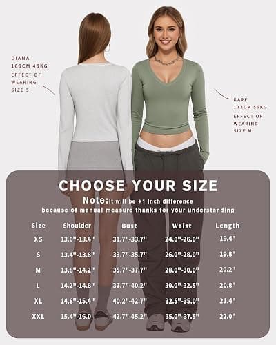 MANGOPOP Long Sleeve Shirts for Women Fall V Neck T Shirt Slim Fitted Tees thumbnail 6