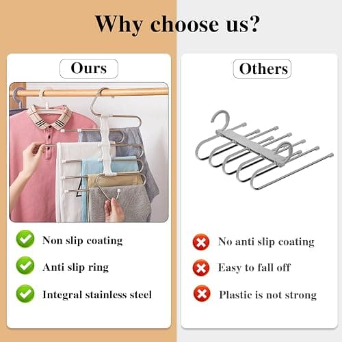 Kalimdor Pants Hangers 2 Pack Space Saving Metal Closet Organizer,Clothes Pants Hangers,Anti-Slip Design,Closet Organizers and Storage for Pants Jeans Skirts Scarf Legging thumbnail 3