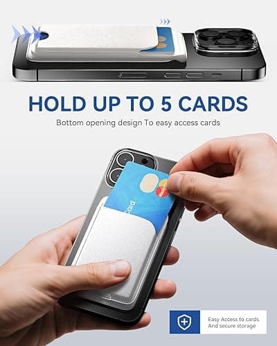 TWZKG for MagSafe Wallet, 5 Card Holder with Stand, Magnetic Phone Wallet Stand for iPhone 16/15/14/13/12 Series,RFID Blocking Vegan Leather,White - White thumbnail 2