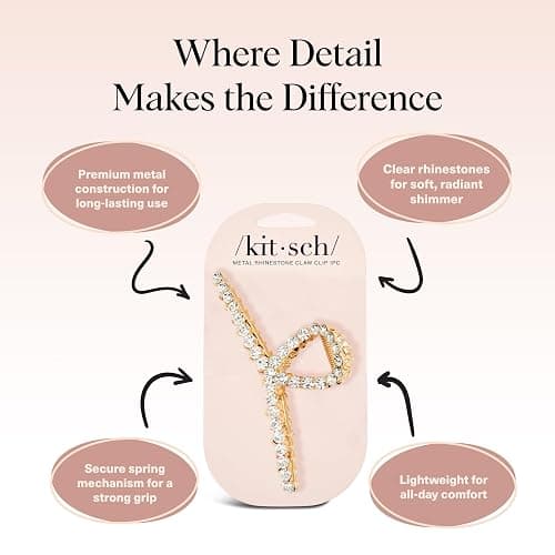 Kitsch Gold Loop-Shaped Hair Clip for Women with Rhinestones - Durable Metal, Strong Hold, & Elegant | Gold Hair Accessories | Ideal Gifts for Women - 1pc thumbnail 4