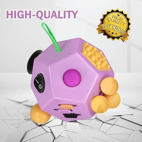 VCOSTORE Fidget Cube for Kids Adults, Fidget Toys for Anxiety, Cube Fidgets Toy Anti Stress Autism OCD ADHD, 12 Sided Sensory Toys for Adult Girls Boys Teens thumbnail 3