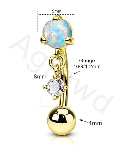 Agrewd Vintage Rook Earrings Dangle 16G Pink Opal Eyebrow Rook Rings Stainless Steel Rook Eyeborw Piercing Jewelry thumbnail 4