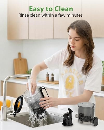ECOSELF Juicer Machines - Wide Mouth Feed Chute with Self Feeding Hands-Free Design - Cold Press Juicer for Vegetables and Fruits - Juice Extractor Machine High Juice Yield - With Brush thumbnail 2