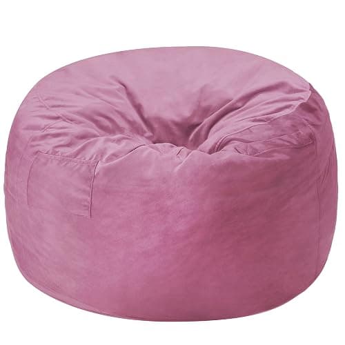 Homguava 4 FT Bean Bag Chair: 4' Bean Bags with Memory Foam Filled, Large Beanbag Chairs Soft Sofa with Dutch Velvet Cover-Dusty Pink - 4FT-44"x44"x24" - Dusty Pink thumbnail 8
