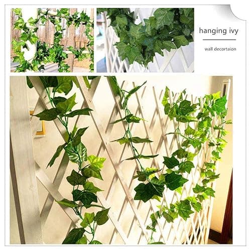 CQURE 12Pcs 84Ft Artificial Ivy Garland,Ivy Garland Fake Vines UV Resistant Green Leaves Fake Plants Hanging Vines for Wedding Party Garden Wall Room Decor thumbnail 9