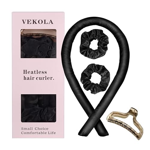 Vekola Heatless Hair Curler for Long Hair,Soft and Comfortable Sleep Hair Curler No Heat (Black) - Image 1