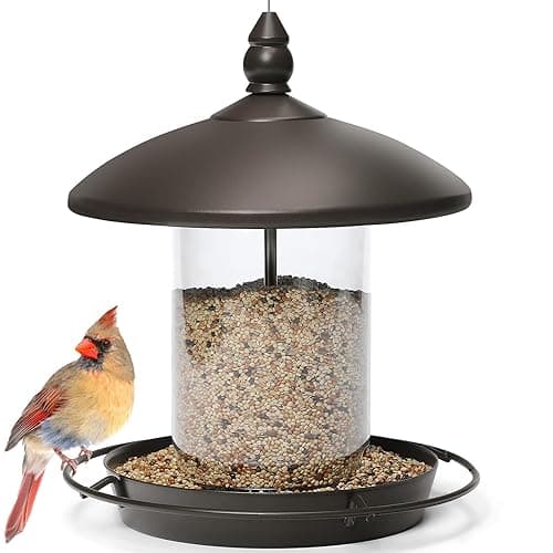 Youvip Metal Roof Bird Feeder - Chew Proof for Outdoor Hanging Wild Bird Seeds. Bronze - Image 1