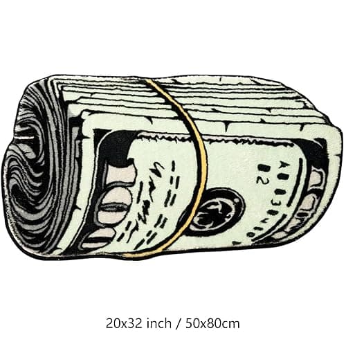 XIAOQIN Money Rug, 100 Dollar Bill Rug, 20x32 inch Money Creative Funky Rug, Fun Bath mat, Suitable for Bathroom, Bedroom, Living Room, Front Door, Home Decor Door Mat thumbnail 2