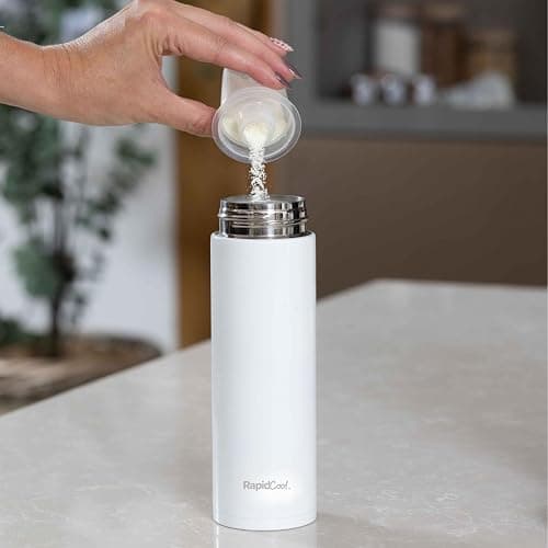 Nuby RapidCool Portable Baby Bottle Maker Twin Pack - Formula Feed in 2 Minutes | Ideal for Travel Bottles and Night Feeds | Includes Milk Powder Dispenser, Digital Lid & Flask (White) thumbnail 2