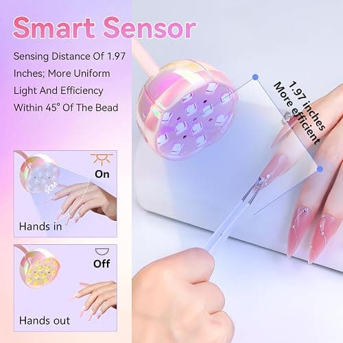 Makartt UV LED Nail Lamp - Gooseneck UV Light for Nails Cordless Rechargeable USB 39W Dryer LED Lamp with Auto Sensor 4 Timer Settings Fast Curing for Nail Art Polish (Glazed Pink) thumbnail 6