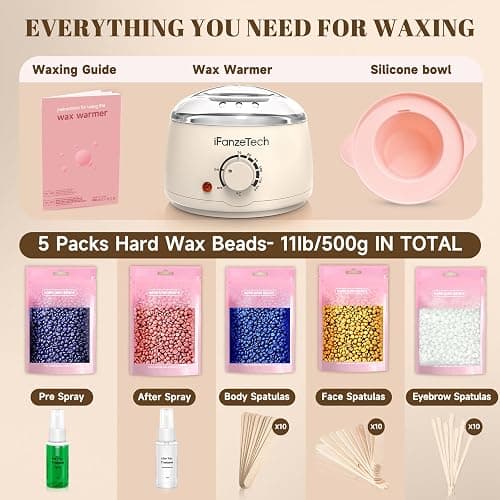 Wax Warmer Waxing Kit for Women: Wax Melt Warmer Hair Removal with 5 Packs Waxing Beads &30 Waxing Sticks, Painless Wax Kit for Full Body Brazilian Bikini Legs Facial -at Home Waxing Pot Hair Removal thumbnail 2