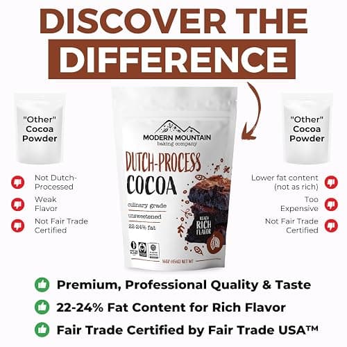 Cocoa Powder (8 oz) Dutch Processed Cocoa Powder, Unsweetened, Extra Rich Cocoa Flavor, 22-24% Fat, Premium Culinary Grade, Non-GMO Sourced, Fair Trade Certified, Perfect Cocoa for Baking and Cooking thumbnail 4