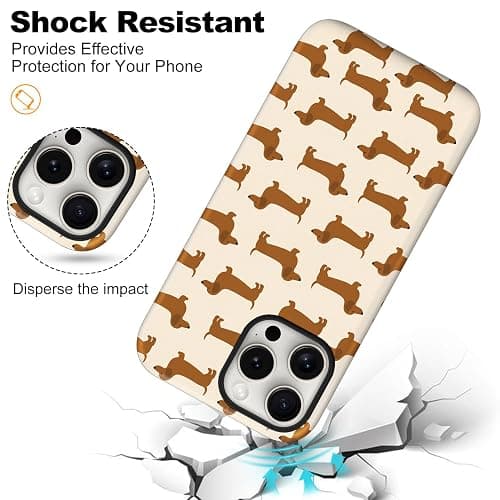flewfun Magnetic for iPhone 16 Cute Dog Phone Case, Dachshund Dog | Sausage Dog Shockproof Slim TPU and Hard PC Protective Phone Cover Compatible with MagSafe Designed for Pet Lover thumbnail 6