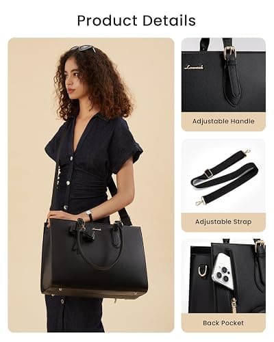 LOVEVOOK Lunch Tote Bag for Women, Laptop Bag for Work with Insulated Lunch Compartment 15.6 Inch 2 in 1 Lunch Tote Large Capacity Computer Handbag for Work, Teacher, Nurse, Office, Collage, Casual thumbnail 6