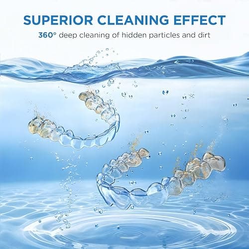 Dental Ultrasonic Retainer Cleaner Machine: 45kHz Dental Cleaning Pod with Digital Timer & 200ML, Cleaning for Dentures, Mouth Guards, Aligners, Night Guards, Braces, Toothbrush Heads & Jewelry, White thumbnail 2