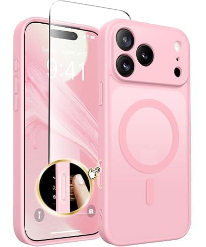 CAPRARO Magnetic for iPhone 17 Pro Case, Upgraded [Full Camera Protection] [Compatible with MagSafe] Protective Translucent Matte Women Girl Phone Case Cover, Peach Pink - Image 1