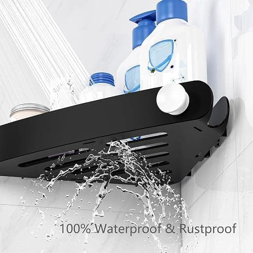 Sotfamily Plastic Shower Caddy Corner (For 90° Only), 2 Pack Adhesive Corner Shower Shelves for Bathroom Organizers and Storage, Black thumbnail 5