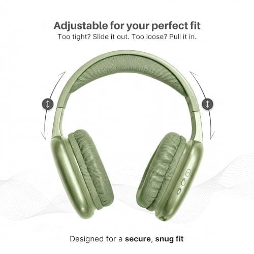 iJoy Ultra Wireless Over-Ear Bluetooth Headphones with Mic, 10H Playtime, Bluetooth Headset with Backup Wire & SD Slot, Wireless Headphones for Work, School & Gym (Green) thumbnail 5