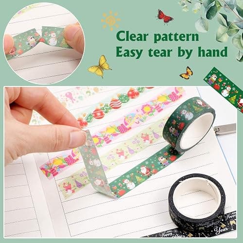 TaoBary 33 Rolls Holiday Plaid Washi Tape, 15 mm Seasonal Washi Tape Set Bohemian Colorful Vintage Cute for Card Wrapping Craft(Festive Style) thumbnail 3