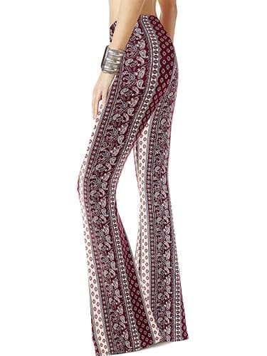 WSPLYSPJY Women's Print Stretch Bell Bottom Flare Palazzo Pants Trousers - Image 1