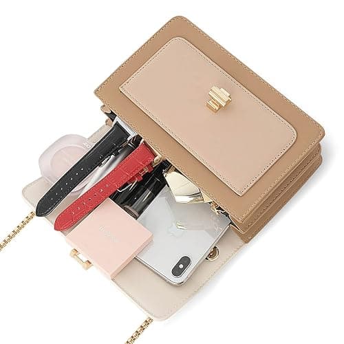 Color-Block Crossbody Bags for Women Leather Cross Body Purses Cute Designer Handbags Shoulder Bag Medium Size thumbnail 8