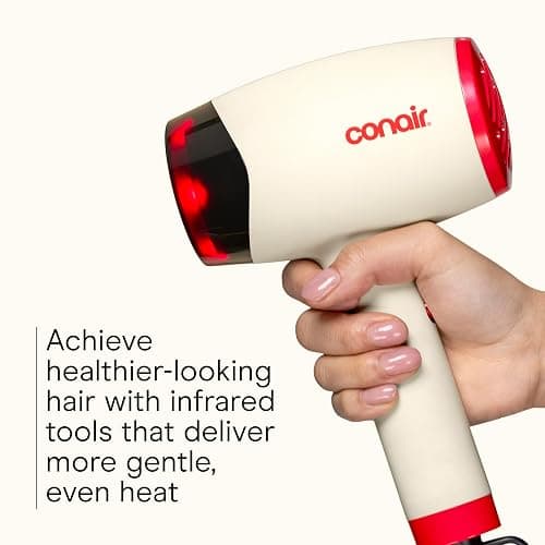 Conair InfinitiPRO Infrared Hair Dryer + Diffuser, Ionic Fast Drying, White | Infrared ionic blow dryer w/ fast drying tech, reduces heat damage & offers salon quality, includes diffuser & concentrator thumbnail 3